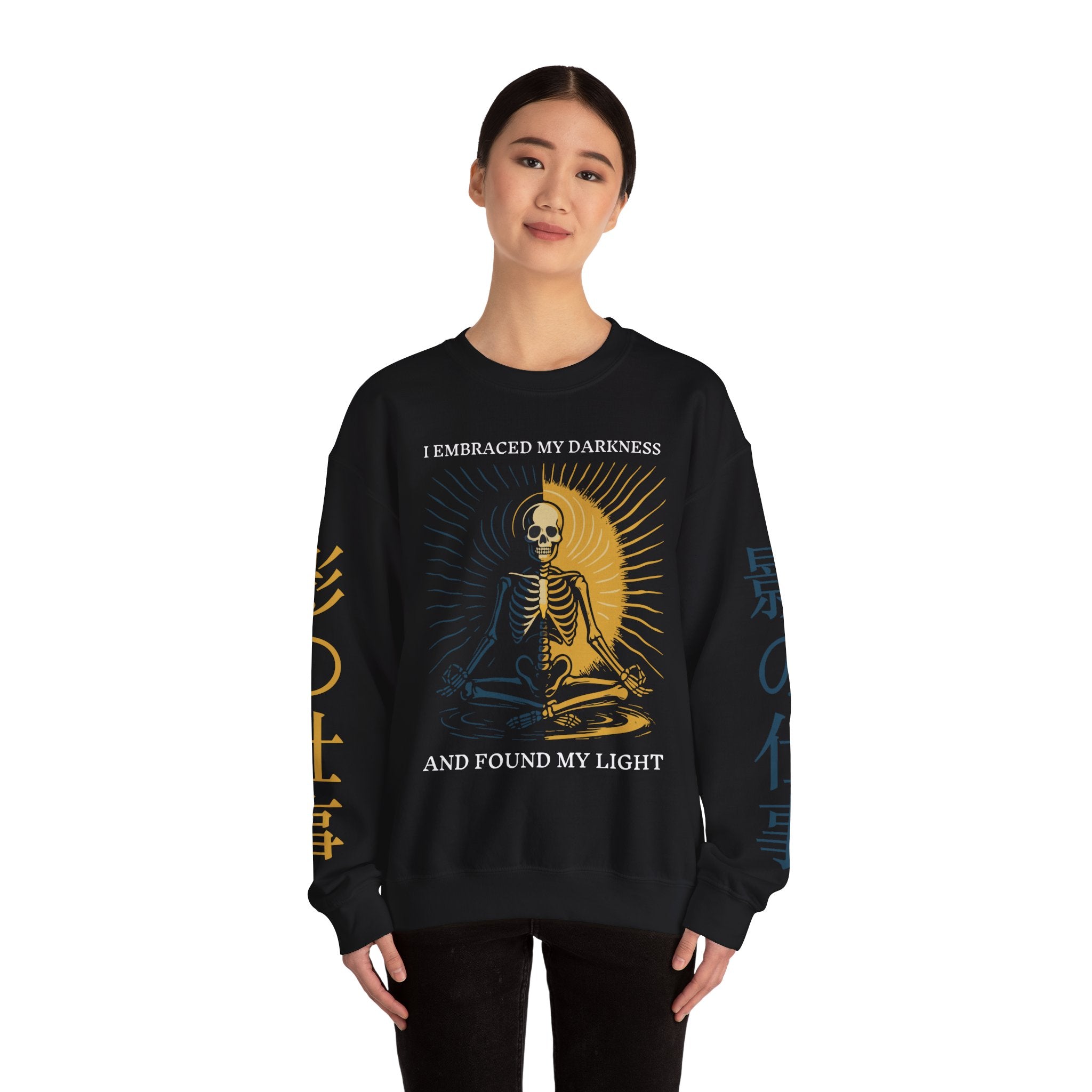 Skeleton Yin Yang Crewneck Sweatshirt — "I Embraced My Darkness and Found My Light"