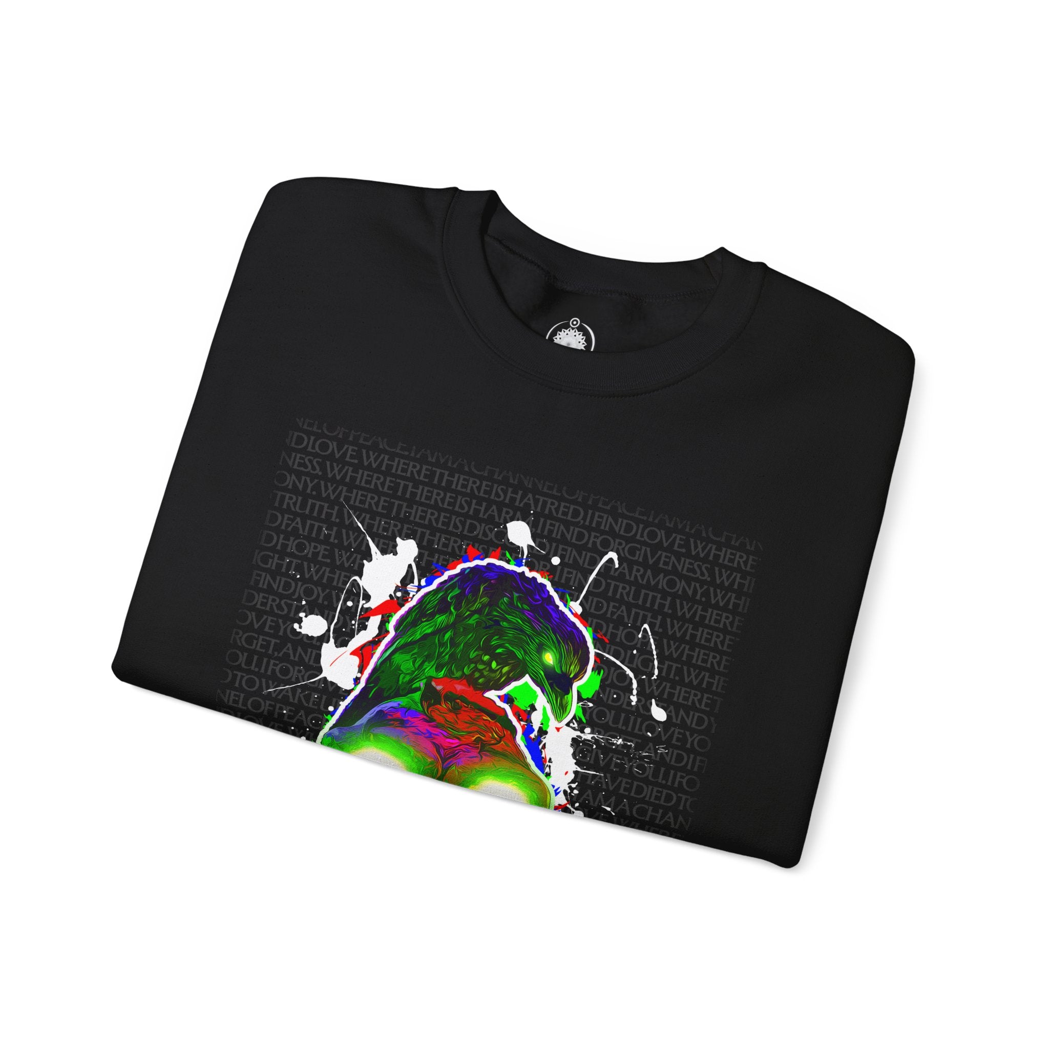 "Poe's Rose" Psychedelic Neon Skull Crewneck Sweatshirt — Trippy Glowing Skull Graphic