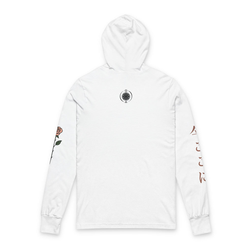 Hooded Long Sleeve Tee — 'Sorry I Stopped to Smell the Roses' Skeleton Floral Graphic