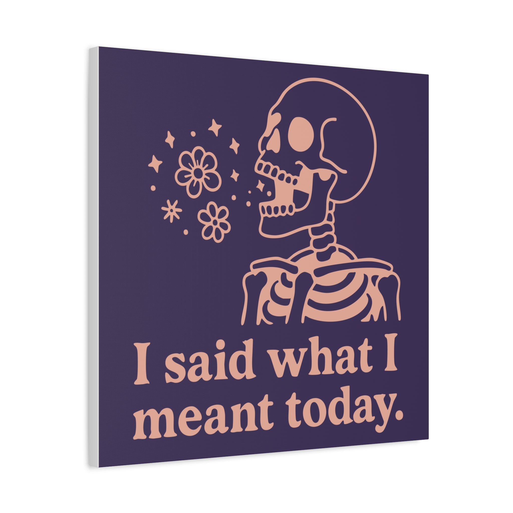 Skeleton Wall Art Canvas — "I Said What I Meant Today" Decorative Plaque — Jacarta