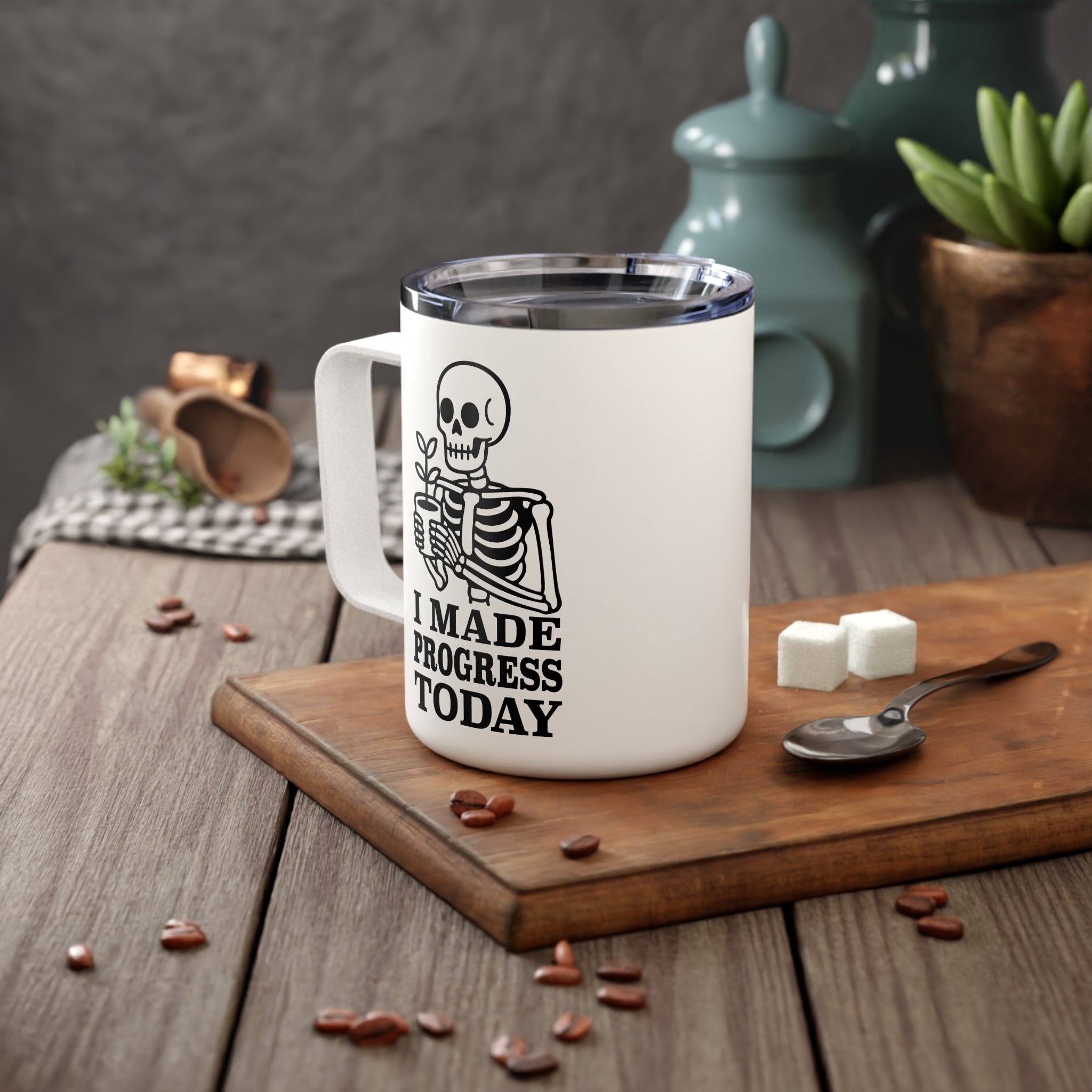 Insulated Coffee Mug — "Progress/Congress" 10oz Travel Tumbler — Flipside Collection