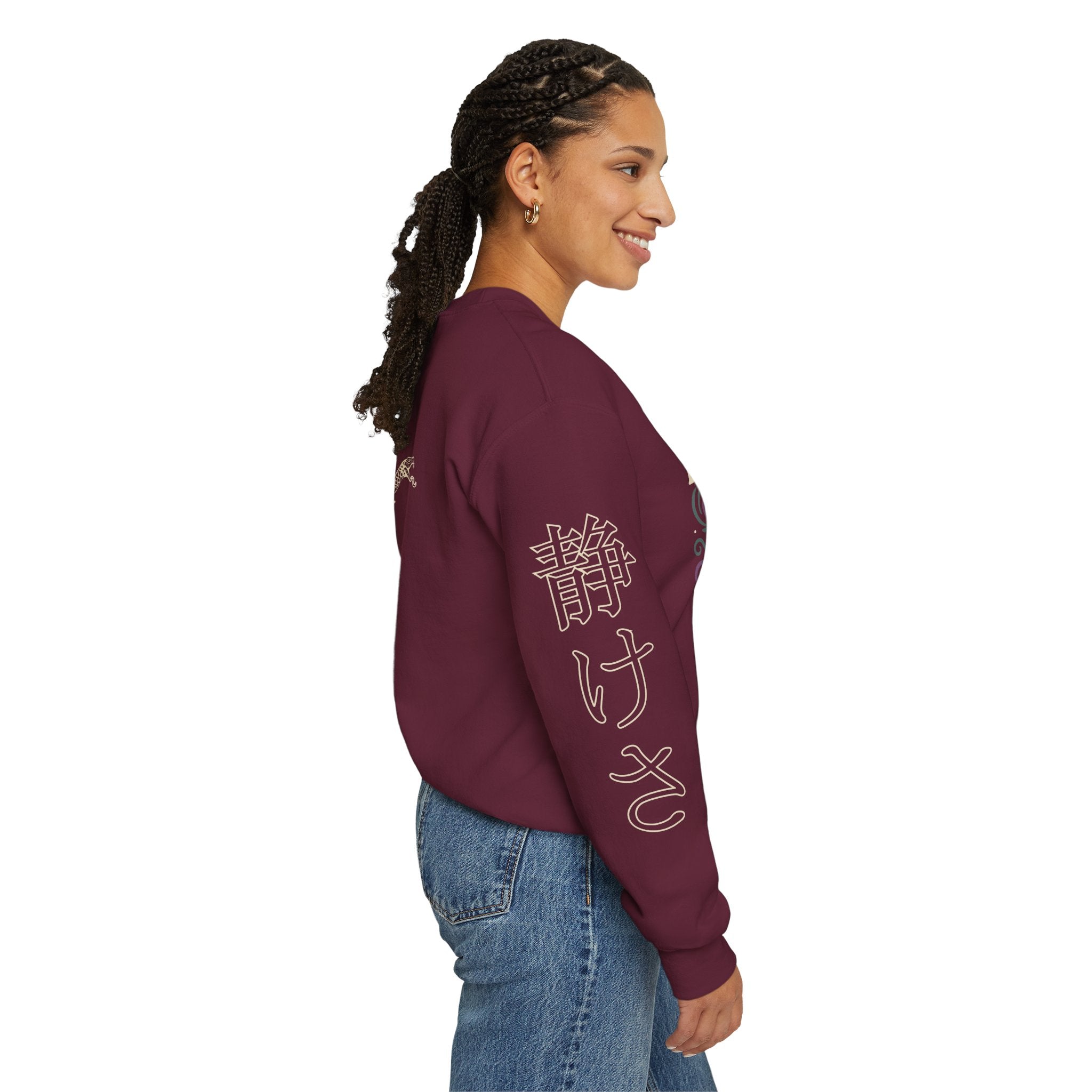 Existential Meditation Crewneck Sweatshirt — "Calm, Soothing, Existential Shit" Skeleton Design