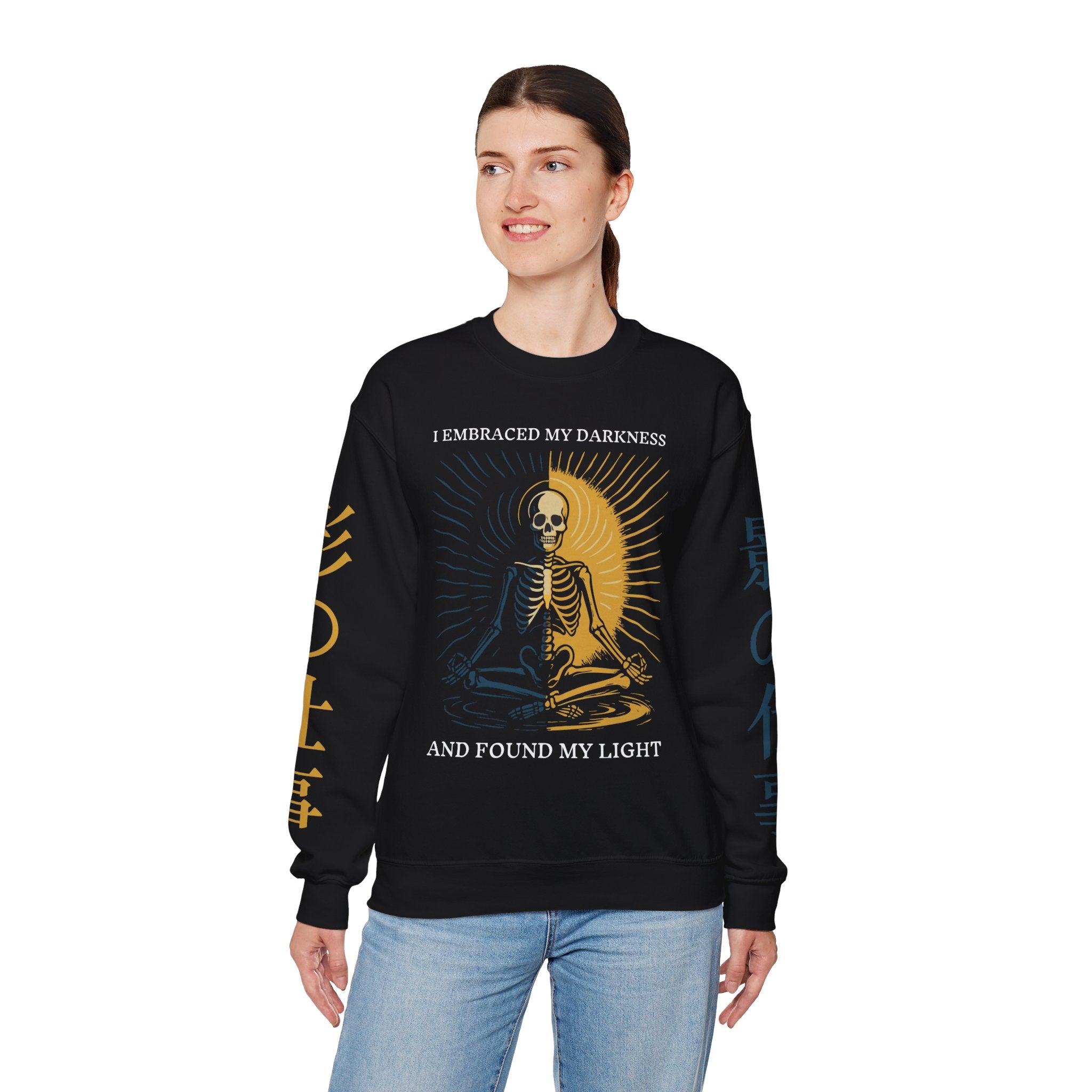 Skeleton Yin Yang Crewneck Sweatshirt — "I Embraced My Darkness and Found My Light"