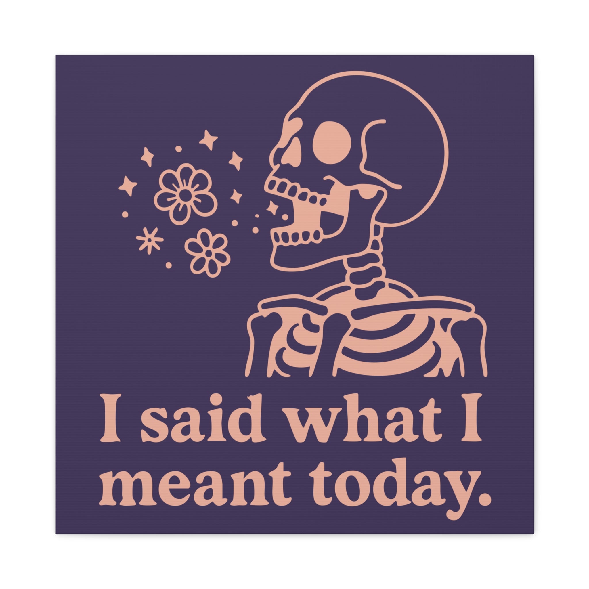 Skeleton Wall Art Canvas — "I Said What I Meant Today" Decorative Plaque — Jacarta