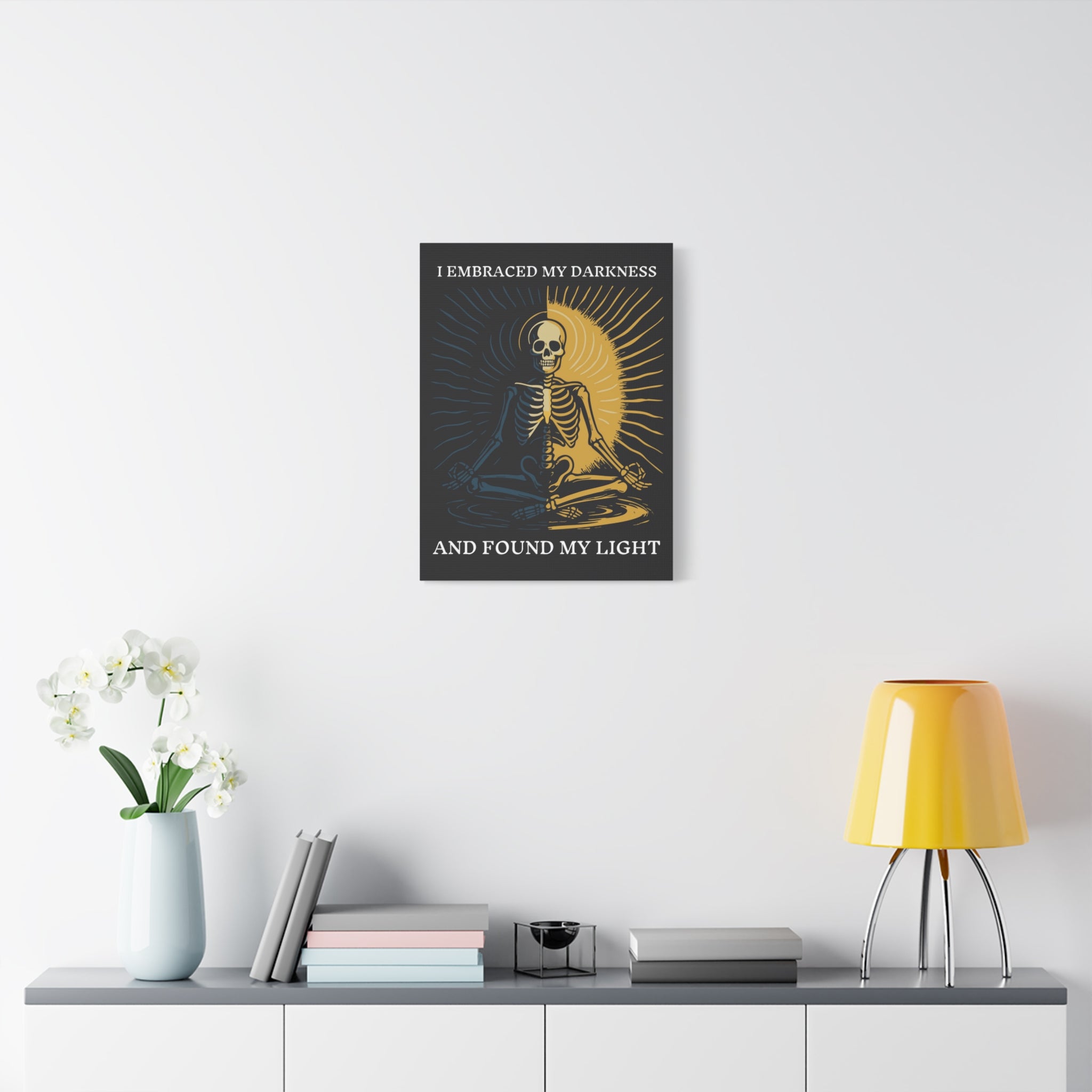 Canvas Wall Art — "Shadow Work" Skeleton Meditation Print