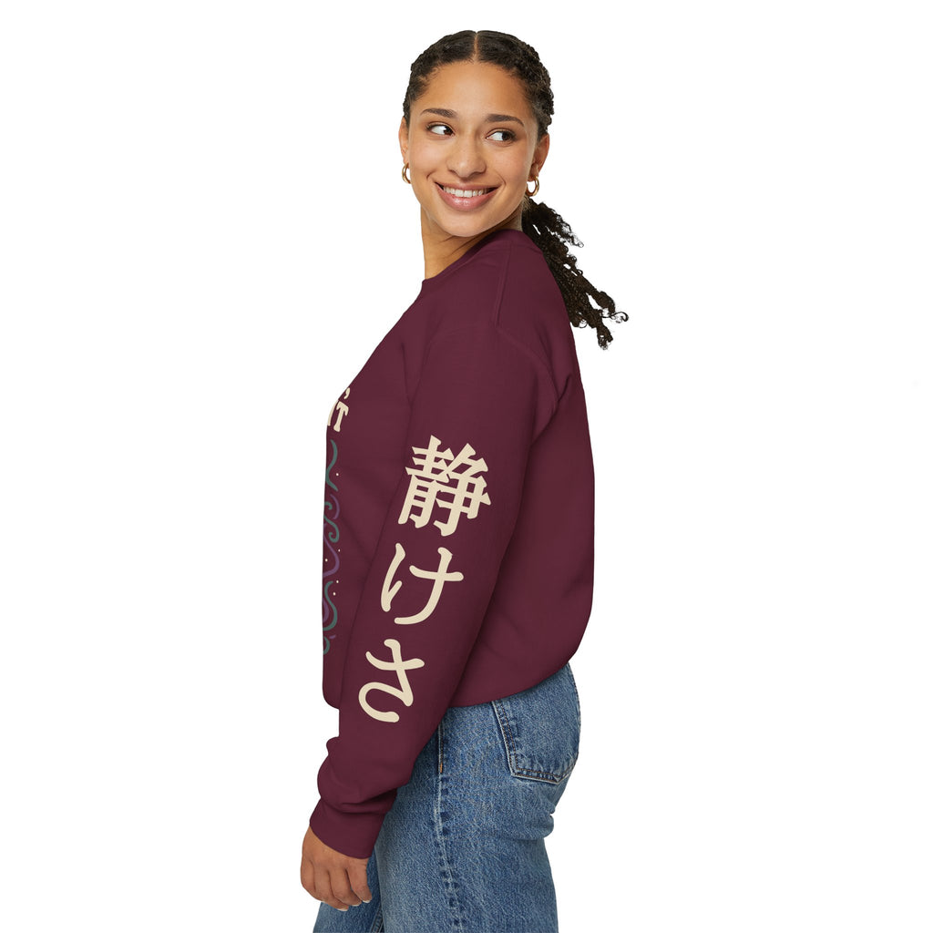 Existential Meditation Crewneck Sweatshirt — "Calm, Soothing, Existential Shit" Skeleton Design